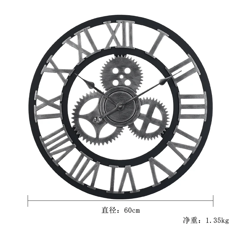 60 см большие круговые настенные часы в стиле ретро, Римский стиль, кварцевые бесшумные часы-висячая игла для домашнего декора гостиной, 2 цвета