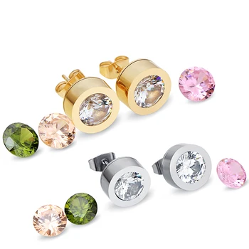

NIBA 4 Multicolor Crystal Stainless Steel Earring Change Different Colors Crystal Earring Jewelry For Women