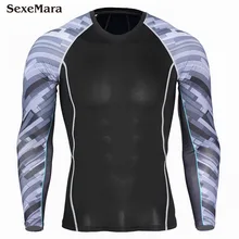 Новые мужские сжатия с длинным рукавом Футболка бег трусцой быстросохнущая Тяжелая атлетика База Слои тренажерный зал Фитнес Tight футболка Топы корректирующие одежда