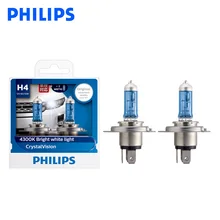 Philips H4 9003 12V 60/55W P43t Кристальное видение 4300K яркий белый свет Галогенные Hi/lo луч фар автомобиля 12342 CVSM, пара