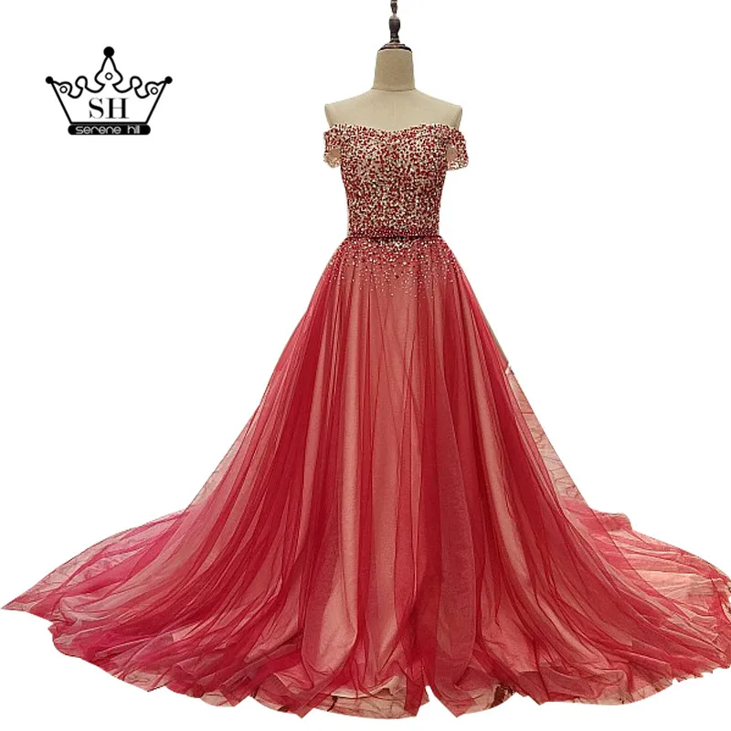 Роскошное вышитое Блестящим Бисером красное вечернее платье с короткими