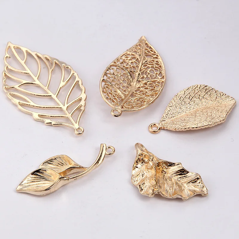 

10 Pcs/Lot Gold Leaf Charms Pendant For Jewelry Making Accessories Diy Hand Made Earrings Charm Supplies