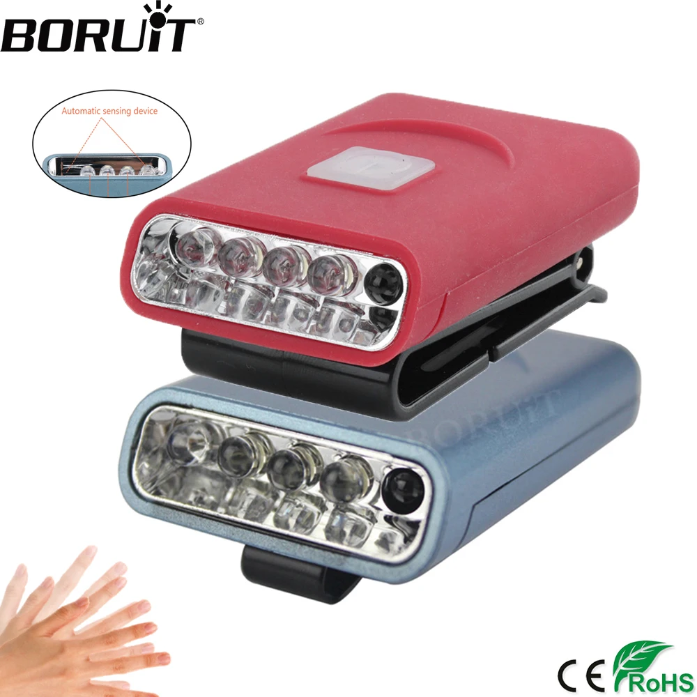 

BORUiT Motion Sensor 3 LED Headlight 2-Mode USB Rechargeable Headlamp Cap Clip Head Torch Hunting Flashlight for Camping Fishing