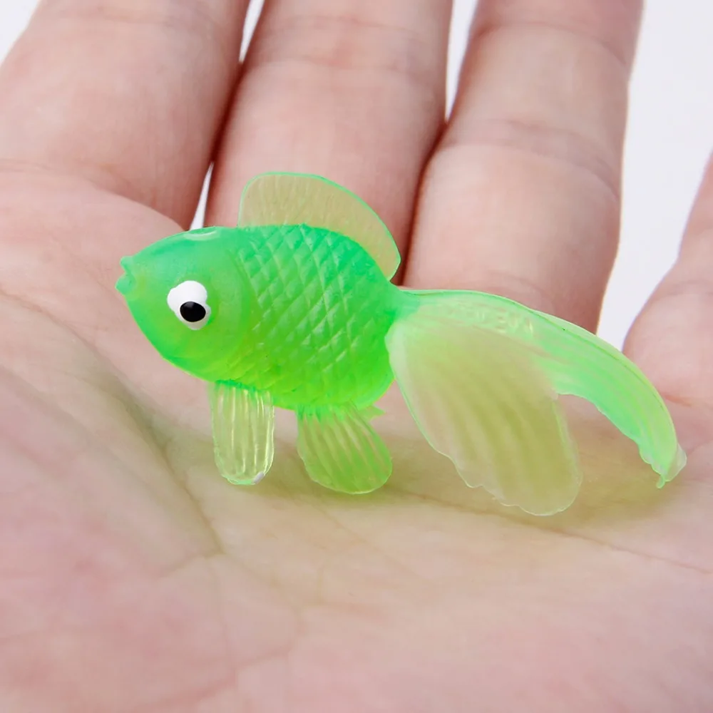 20pcs Plastic Simulation Small Goldfish Soft Rubber Gold Fish Kids TNWUSEC