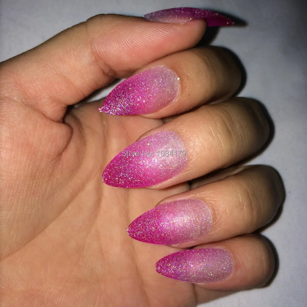 New 24 X Pink White Glitter Color Talon Design False Nail Art Tips New 24 X Pink White Glitter Color Talon Design False Nail Art Tips Acrylic Nails With Glue Free Shipping In From Beauty Health On