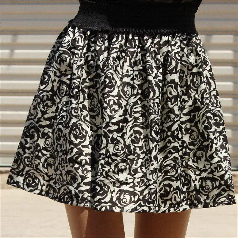 Модная 1 шт. женская летняя юбка Один размер винтажная мини шифоновая плиссированная юбка с принтом и высокой талией Короткая юбка - Цвет: 1