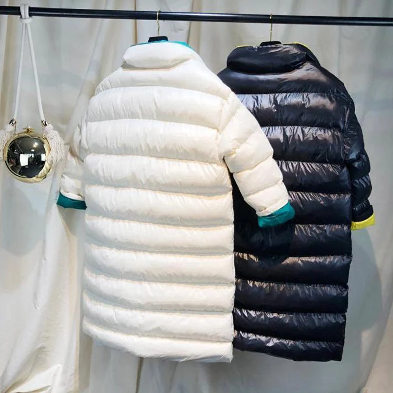 Женская зимняя куртка, длинное пальто, новинка, ультра-светильник, пуховик на белом утином пуху, Женская парка, зимняя верхняя одежда, пуховики, ветрозащитные куртки