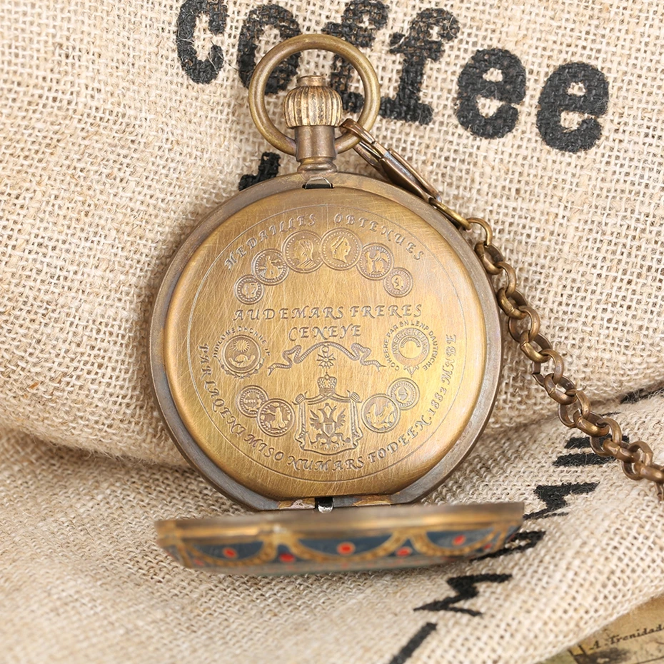 Puro cobre mecânico retro grande tourbillon bolso