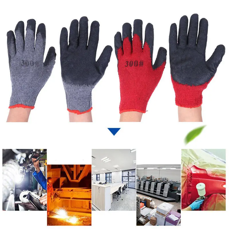 1 Pair Working Gloves Latex Rubber Work Safety Gloves Anti-Skidding Gloves Waterproof Garden Repairing Builder Gloves