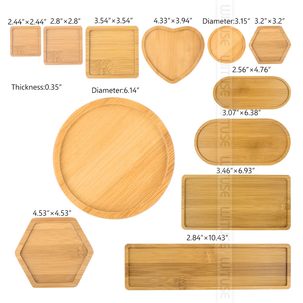 

Wooden bamboo Round Square Bowls Plates For Succulents Pots Trays Base Stander Garden Decor Home Decoration Crafts 12 types Sale