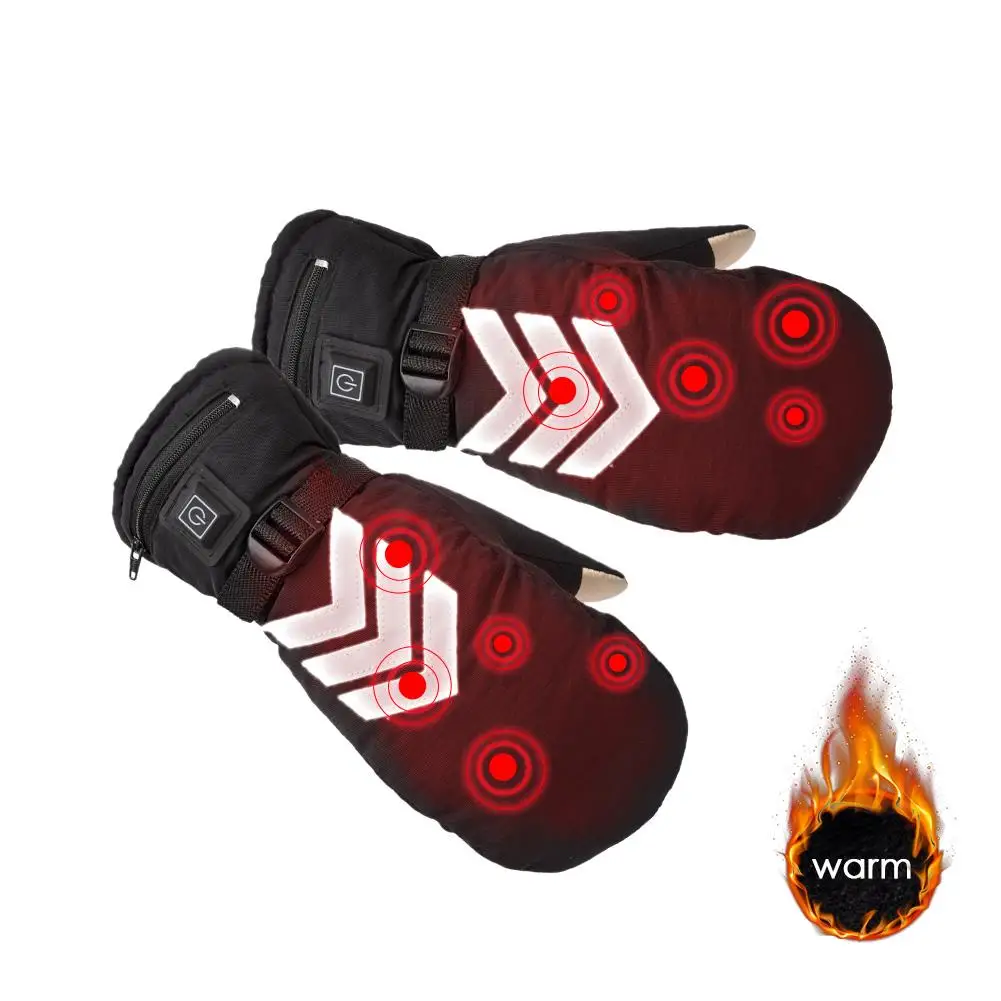 

1 Pair Rechargeable Electric Heated Gloves Temperature Adjustable Waterproof Reflective Back Touch Screen Motorcycle for Unisex
