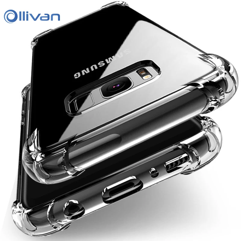 Противоударный прозрачный чехол Ollivan из ТПУ для Samsung Galaxy A50 A70 A6 Plus A8 2018 Note 8 9 S7 Edge S8 S9