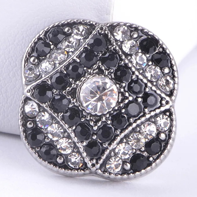Silver Rope Square Green Rhinestone 20mm Snap Charm Jewelry For Ginger Snaps
