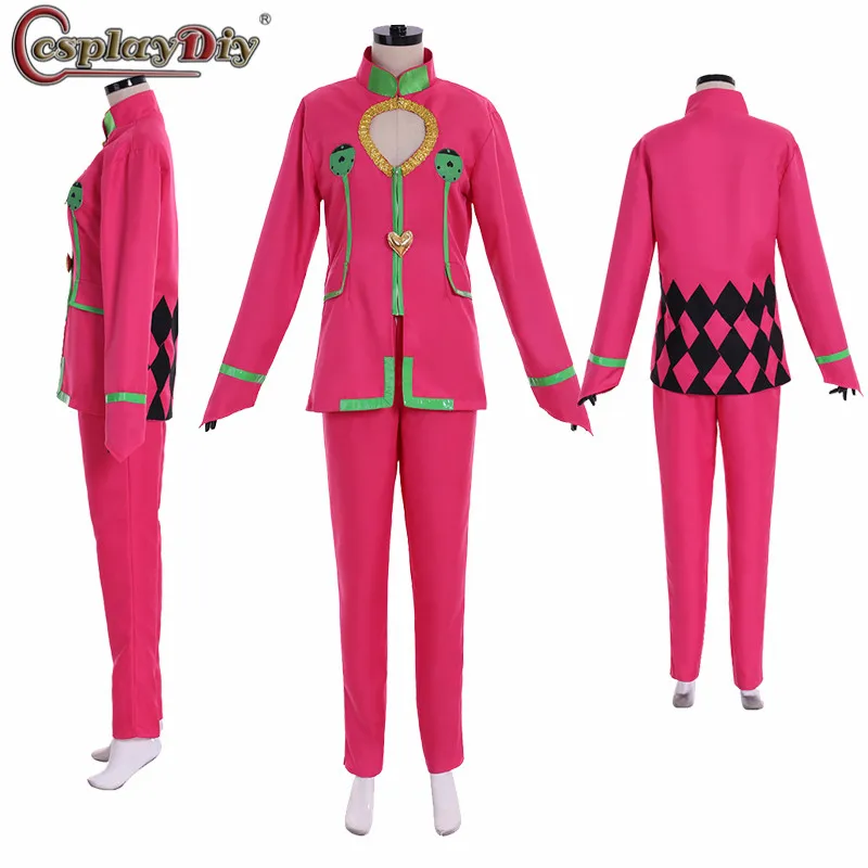

Cosplaydiy Anime JOJO JoJo's Bizarre Adventure Golden Wind Giorno Giovanna Cosplay Costume pink halloween costume custom made
