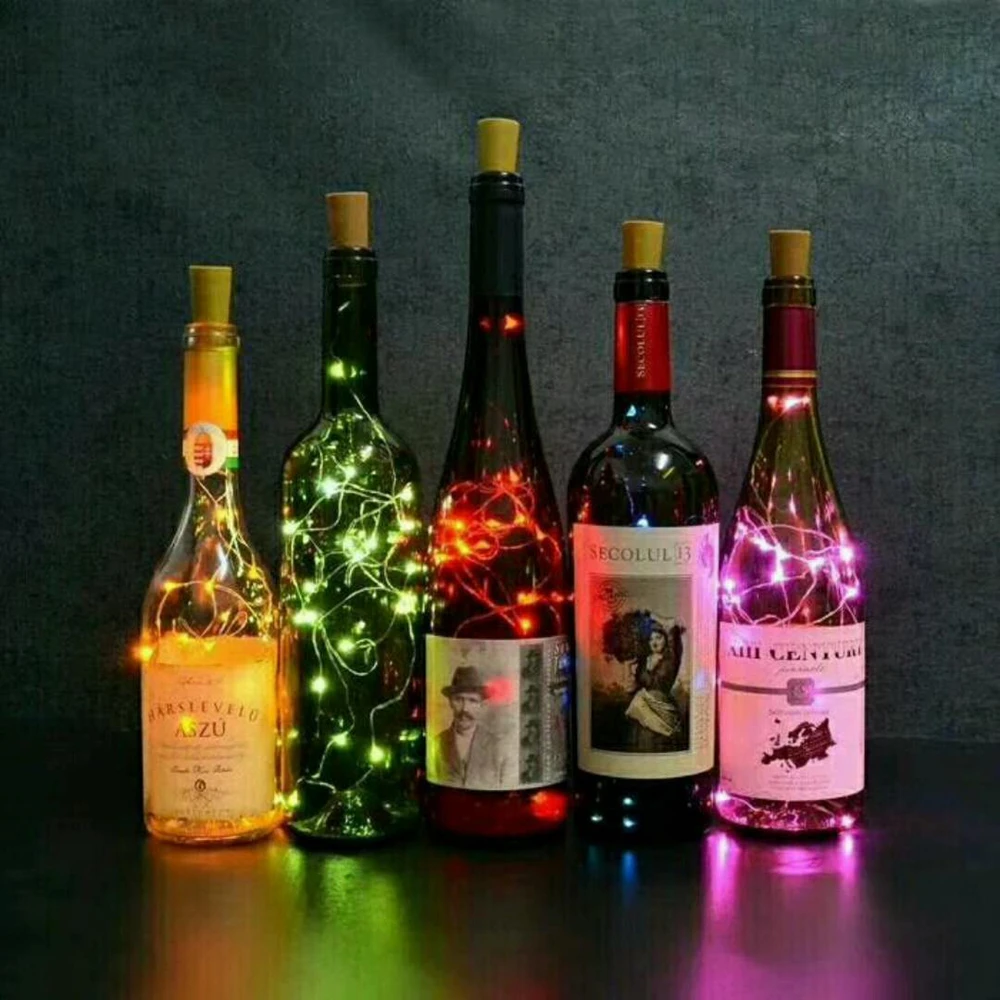 

Wine Bottles Cork Copper Wire String Lighting/ 20LED Bulbs Bottle DIY Christmas Wedding Party wire indoor decoration lamp