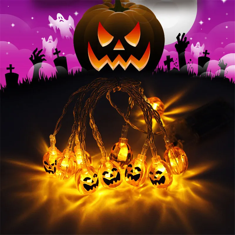 

1.2M 2.2M Halloween Jack-lantern Led String Light Battery Operated Pumpkin/Ghost/Skull/Spider Party Celebration Decoration Light
