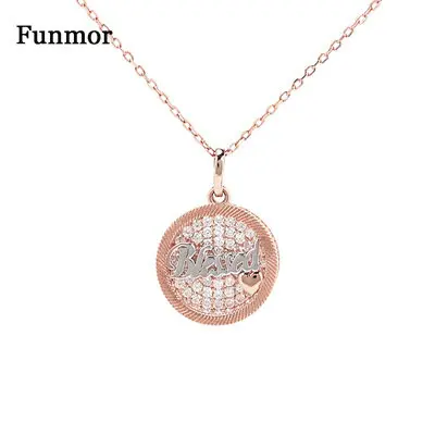 

Funmor Delicate Round Letter Necklace Zircon Jewelry 925 Sterling Silver For Women Girls Daily Presents Accessories Bijoux Gifts