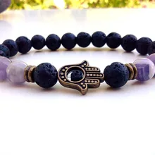 SN0293 модный дизайн окаменелая Лава Хамса браслет Необычные Хамса браслет унисекс