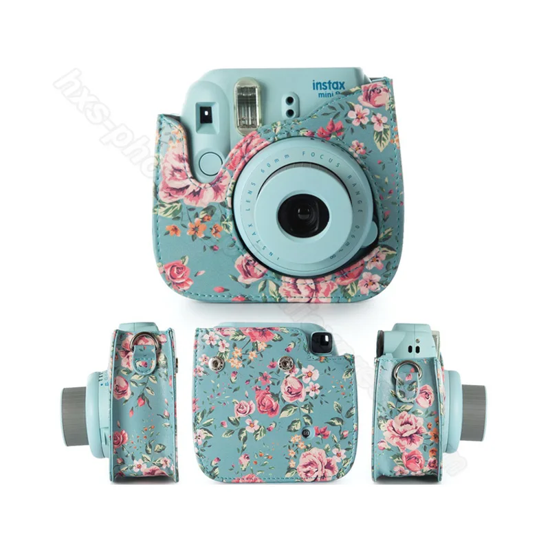 Чехол для Камеры Fujifilm Instax Mini качественная сумка через плечо из искусственной кожи с ремешком для Fuji Instax Mini 9, Instax Mini 8 - Цвет: rose blue