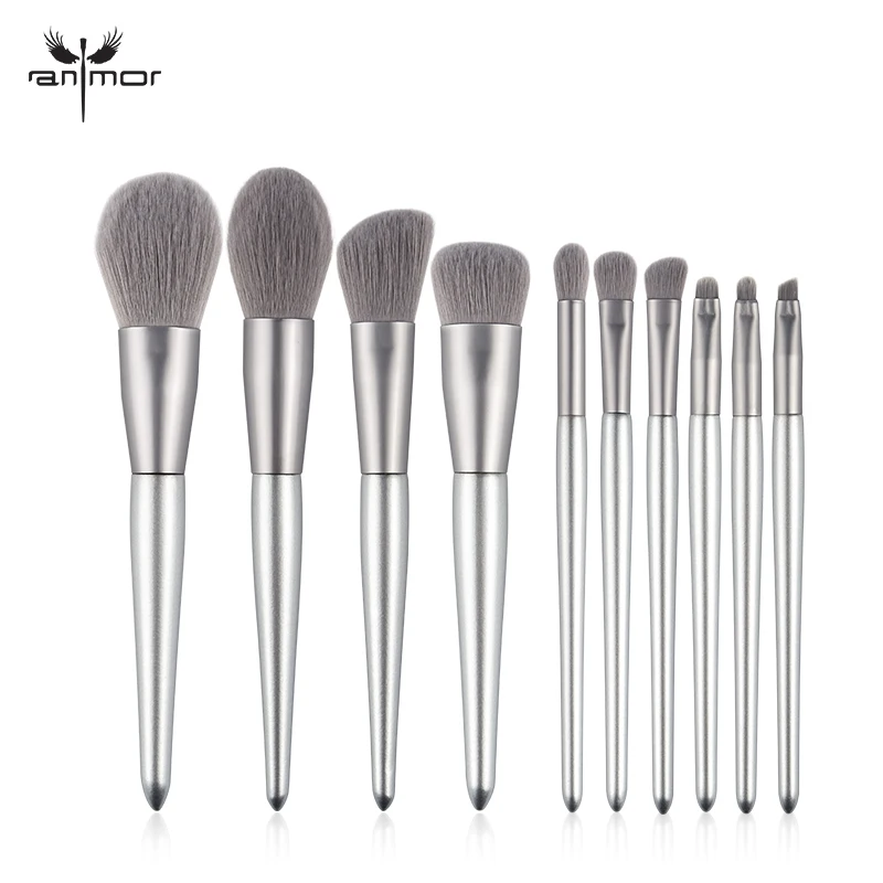 

Anmor 10Pcs Makeup Brushes Make Up Brush Set Professional Foundation High quality Eye Eyebrow Eyeshadow Cleaner Cosmetic Tools