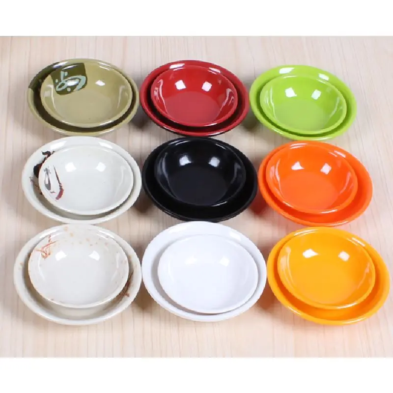 5PCS Tableware Soy Sauce Dish Melamine Round Flavoring Dish Color Small