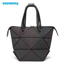 Геометрические женские Сумки из искусственной кожи, светящаяся женская сумка на плечо, складные повседневные сумки-мессенджеры, голограмма, женская сумка