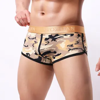 

Sexy Men Camouflage Big U Convex Pouch Underwear Comfy Stripe Breathable boxer Low Waist Boxer Gay Pants G-string Gay Wear F12