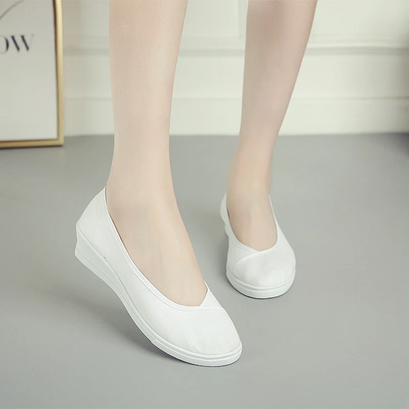 

Women Vulcanize Shoes Canvas Wedges Shoes Woman Slip-on Fashion Sneakers Ladies Nurse Work Classics Retro Style Best Sellers