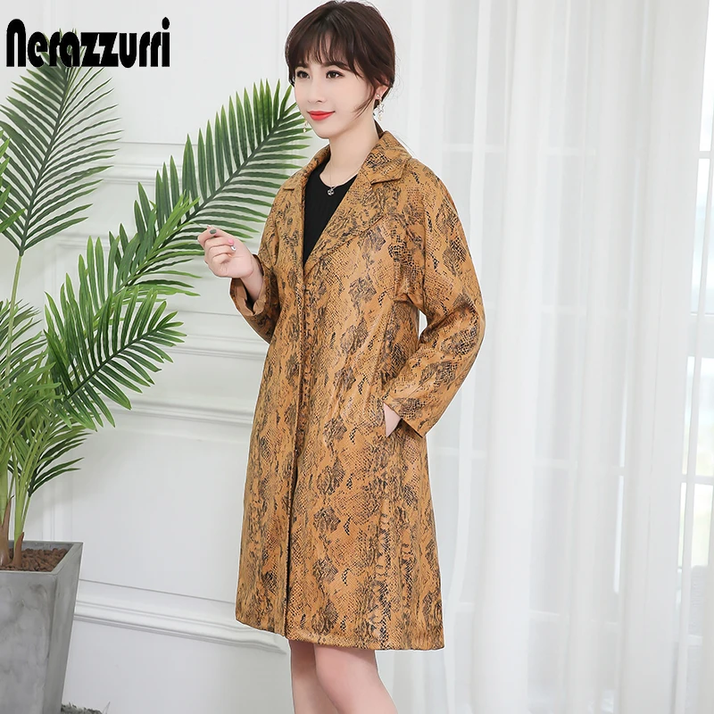 Nerazzurri, Высококачественная Женская замшевая куртка со змеиным принтом, рукав реглан, искусственная кожа, пальто, большой размер, куртка из змеиной кожи, 5xl, 6xl, 7xl