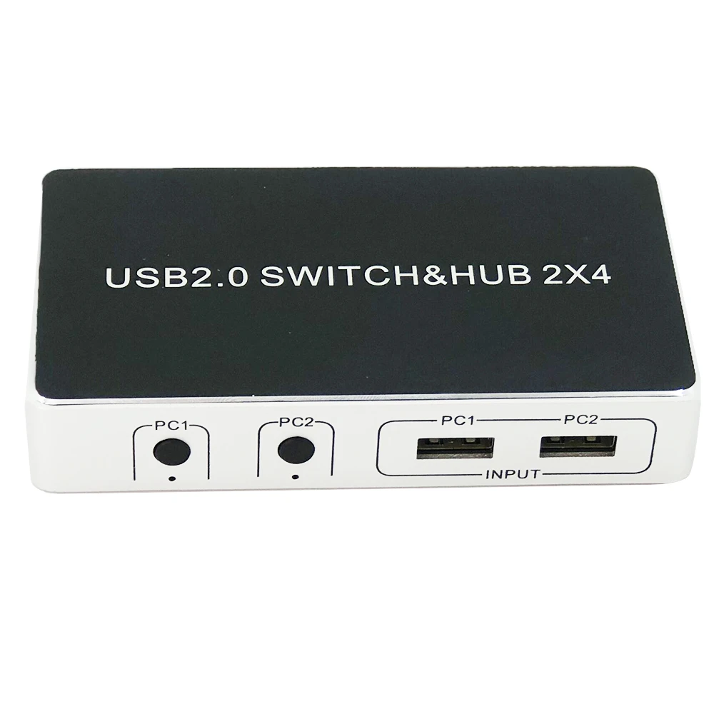 USB KVM Switch Box USB Switcher 2 Port PCs Sharing 4 Devices for Keyboard Mouse Printer Monitor