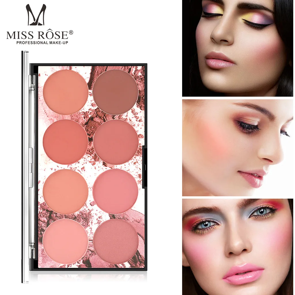 

MISS ROSE Blush Powder Women 8 Color Blush Natural Moisturizing Silhouette Enhance Repairing Blusher Cream Makeup Tools 19L0626