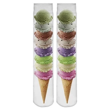 High Quality Harajuku Women Socks Funny 3D Hot Full Print Big Ice Cream Omber Casual Fitness Hosiery