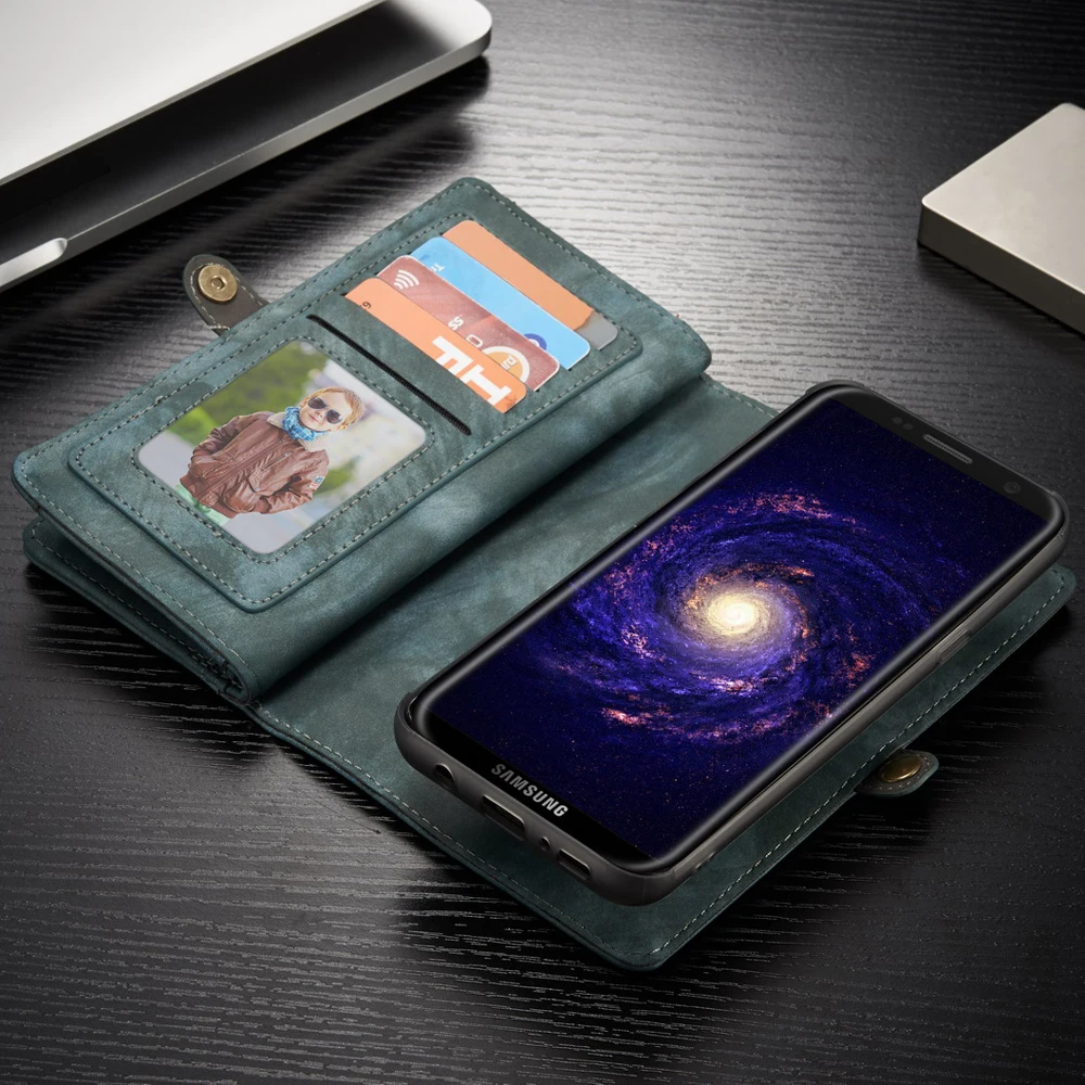 Роскошный PU мешки кожаные для телефона для samsung Galaxy S7 край S8 плюс S8+ чехол CaseMe на молнии, бумажник с отделением для карт с магнитной термополиуретановая накладка на заднюю панель