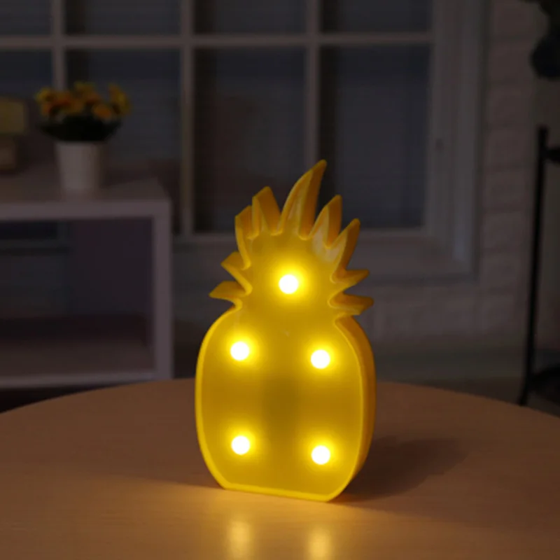 Pineapple Keythemelife светодиодный ночник фламинго, кактус светильник в форме ананаса шарик луч ночник Luminarias Рождественский Декор настольная лампа CA - Цвет: Pineapple