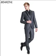 Мужской тонкий модный костюм из 3 предметов смокинг slim fit Костюмы Под заказ ужин одежда жениха