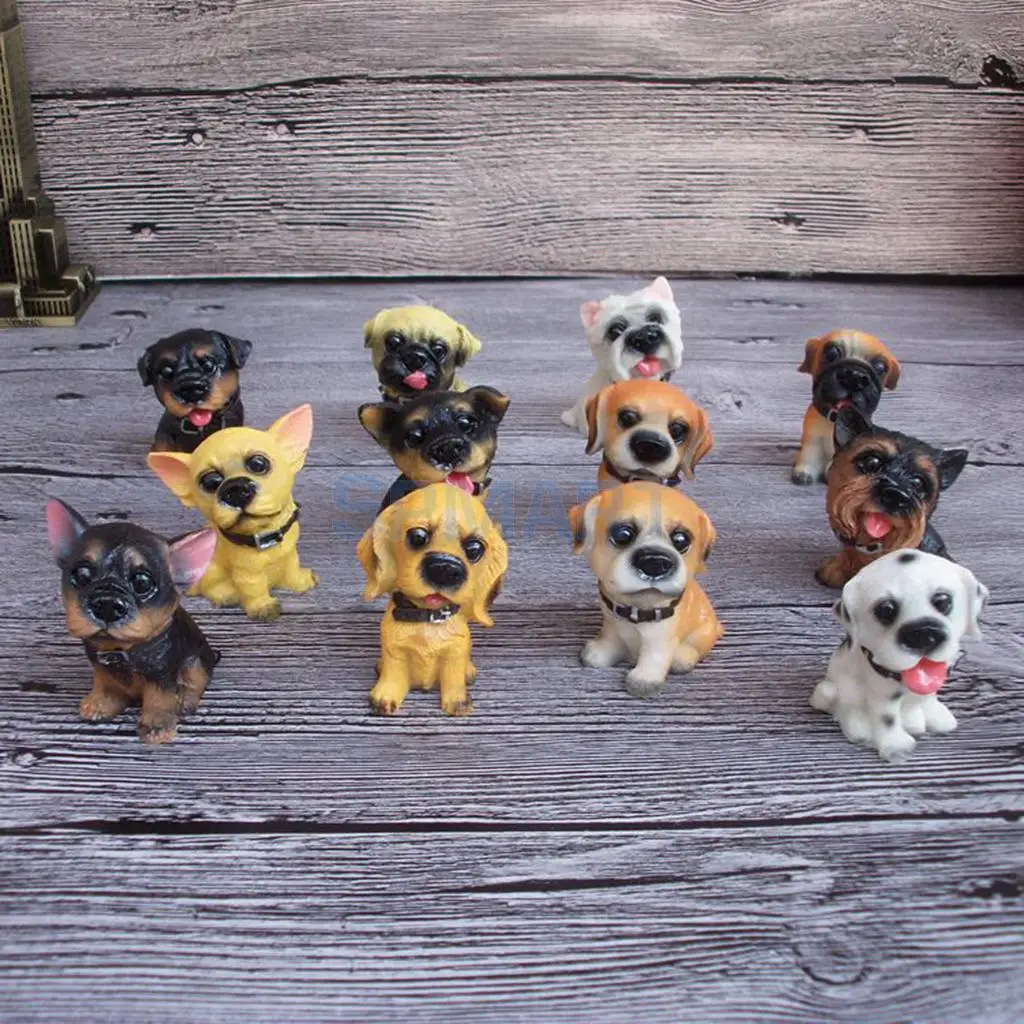 1/12 Dollhouse Minature Pets 12pcs Assorted Puppy Dogs for Fairy Garden