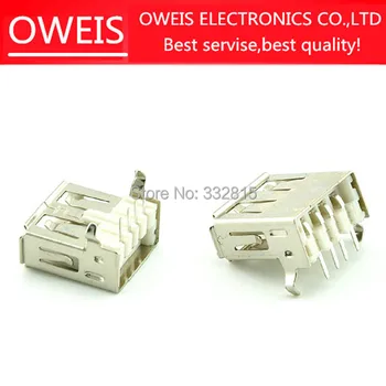 

Free shipping! 200pcs A female USB socket curved needle USB - type A (90 - degree bend foot) 4pin micro usb connector