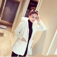 Осенне-зимнее женское пальто из смесового хлопка, облегающее, модное, вязанное, плюшевое, утолщенное, с капюшоном, милое пальто для девочек, куртки