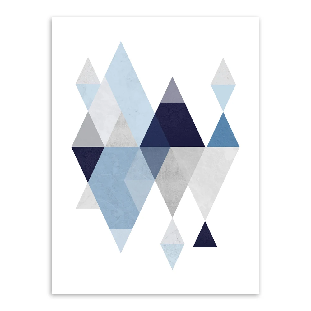 Современная Абстрактная геометрическая форма А4 Художественная печать плакат синяя Настенная картина Скандинавская гостиная домашний декор холст картина без рамки подарок