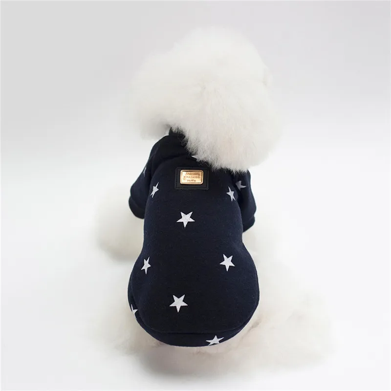 Five Stars Warm Dog Clothes Winter Soft Cotton Sweater Clothing Puppy Coats For Small Dogs Chihuahua Christmas Pet Costume - Цвет: blue