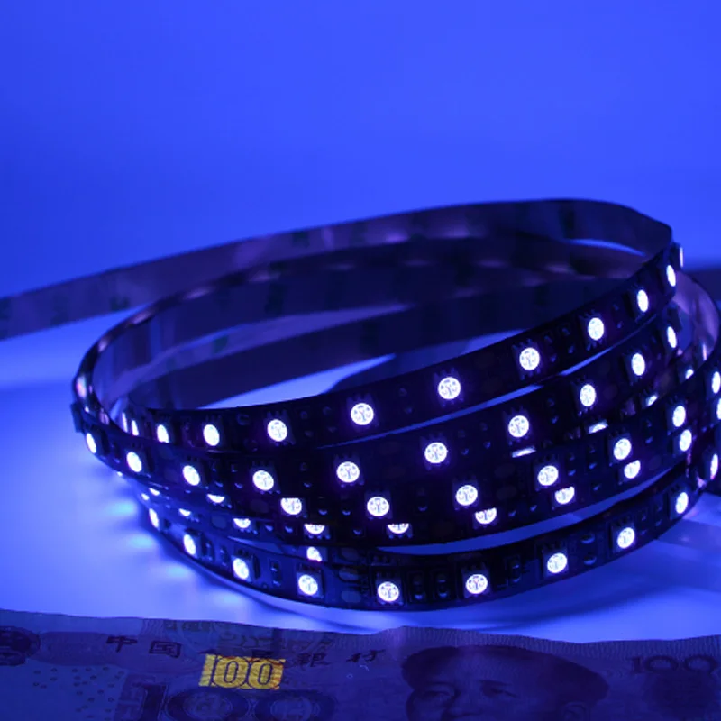 5 м SMD 2835 3528 5050 чёрно белые печатные платы УФ фиолетовая Светодиодная лента
