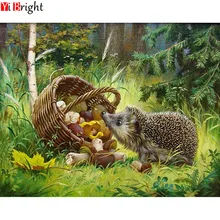 DIY Алмазная вышивка лес Ежик гриб корзина Алмазная вышивка крестиком квадратная дрель Мозаика Украшение BK