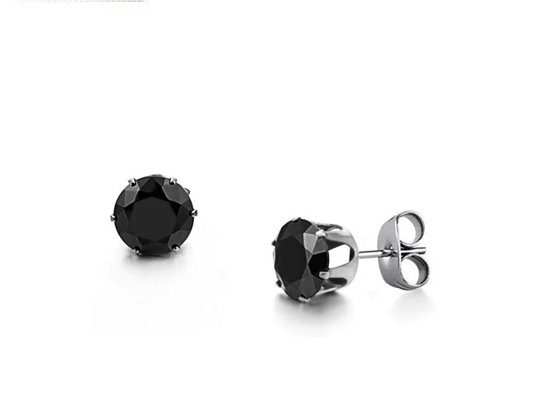 Серьги LUXUSTEEL для мужчин серьги гвоздики черного цвета с кристаллами