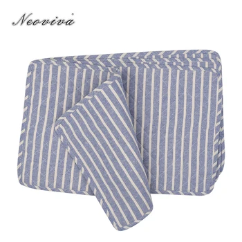 

Neoviva Durable Denim Quilting Table Mats for Dining Room Style Sunny Pack of 4, Chalk Striped Cosmic Sky and Blue Table Napkins