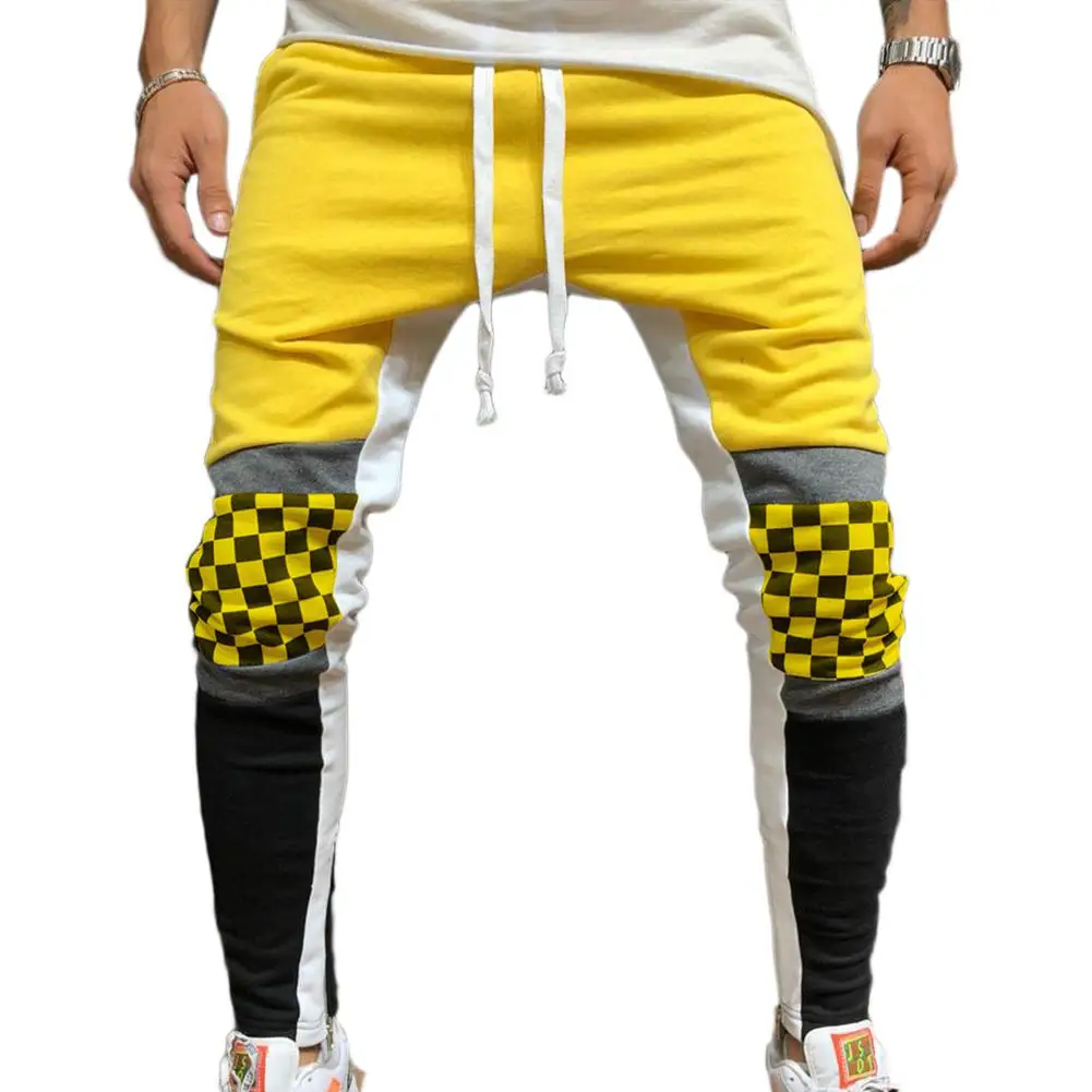 Мужские спортивные штаны, штаны для бега, стадиона, гимнастики, подиума, цветные полосатые Подиумные повседневные спортивные штаны, хип-хоп квадратные брюки - Цвет: yellow