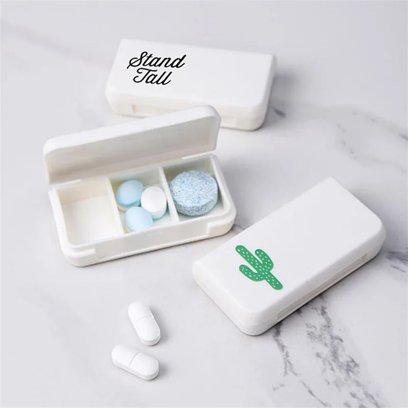 

3 Grids Pill Box Case Plastic Medicine Storage Box Medicine Tablet Container Travel Storage Vitamin Box