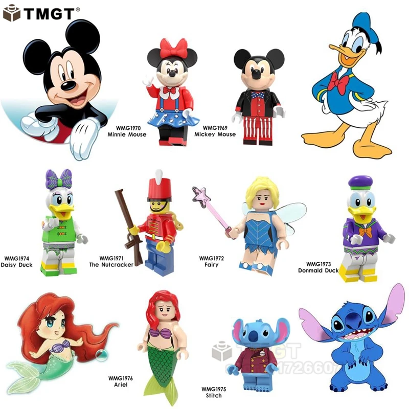 

Single Education Toy Donmald Duck stitch Ariel Minie Mouse Mickey Mouse Fairy Building Blocks Children friends Christmas gifts