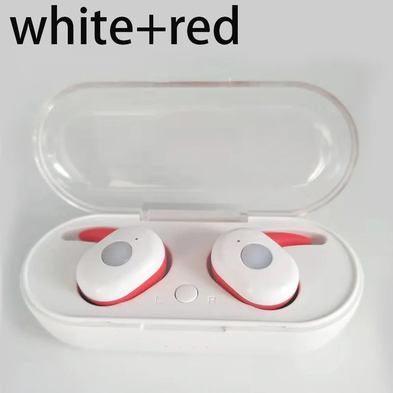 white with red TWS Bluetooth 5,0 Handsfree наушники спортивные действительно беспроводные наушники стерео водонепроницаемые спортивные сенсорные управления мини копия, гарнитура - Цвет: white with red