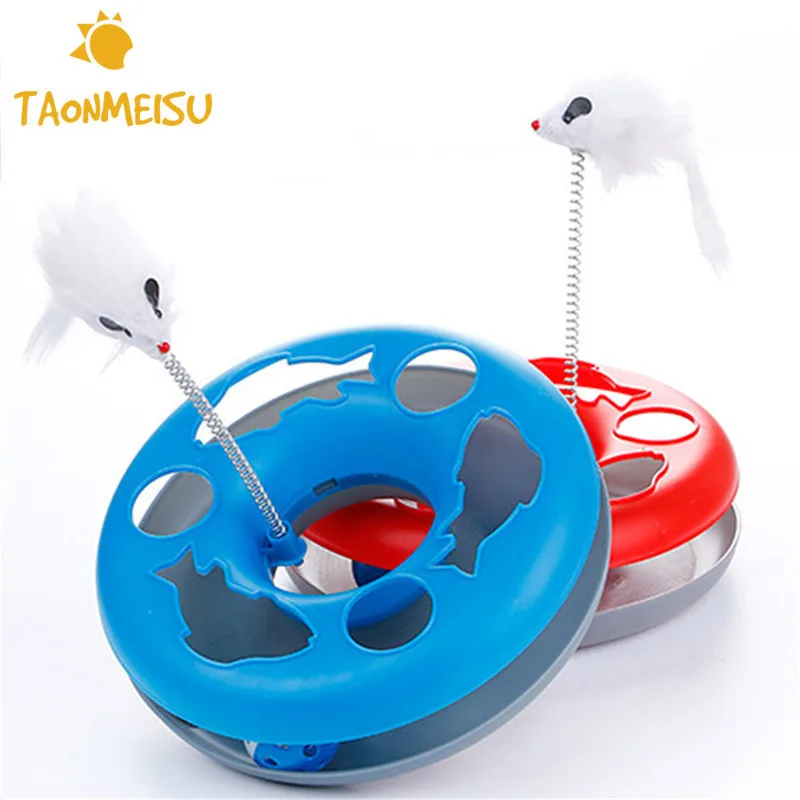 Pet Cat Toys Single- layer Kettle Spring Mice Crazy Amusement Disk Multifunctional Disk Play Activity