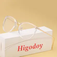 Higodoy, оптические красные очки, оправа для женщин, близорукость, оправы для очков, трендовые металлические Прозрачные Линзы для очков, женские очки